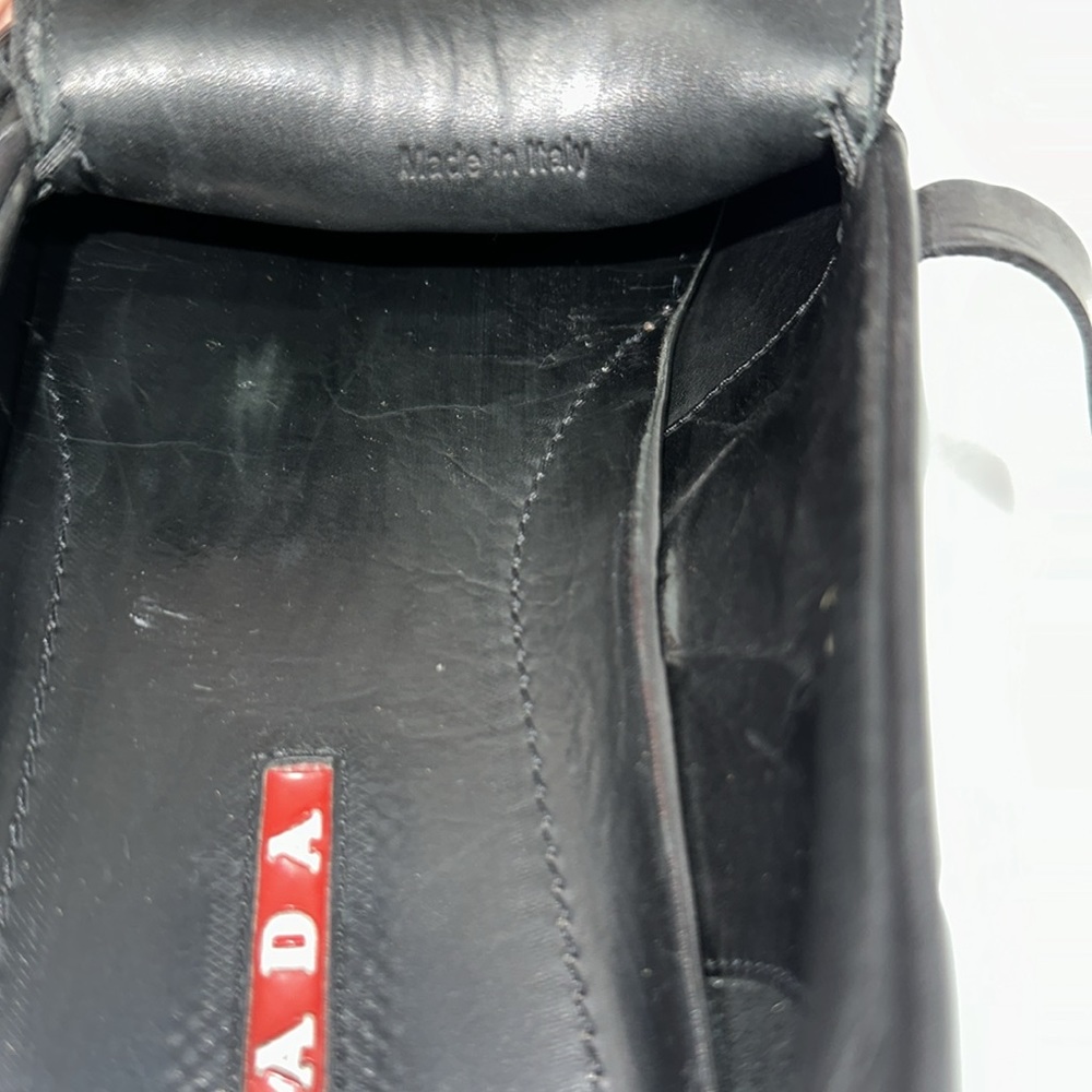 Prada men’s Spazzolato Rois buckle loafers size 9.5 PS1187 black leather shoes - Picture 11 of 12